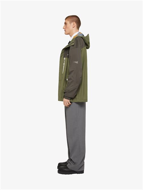 olive green givenchy shirt|Technical hooded jacket .